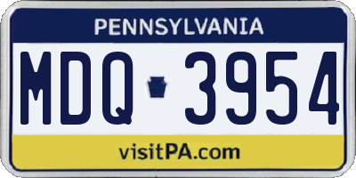 PA license plate MDQ3954