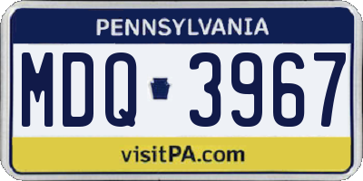 PA license plate MDQ3967