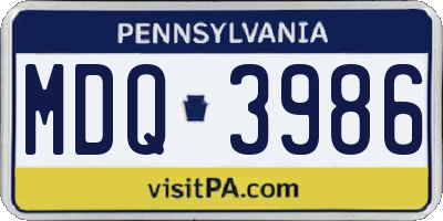 PA license plate MDQ3986