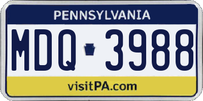 PA license plate MDQ3988