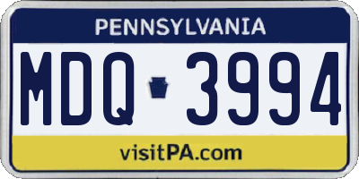 PA license plate MDQ3994