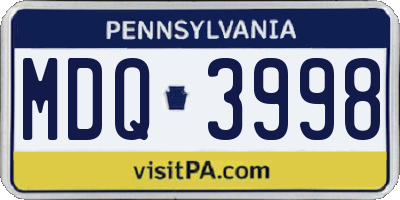 PA license plate MDQ3998