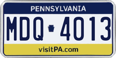 PA license plate MDQ4013