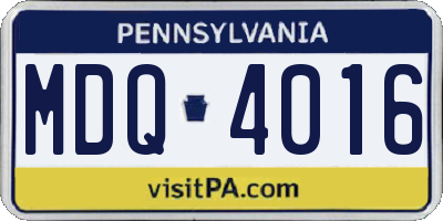 PA license plate MDQ4016