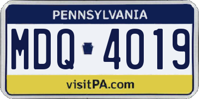 PA license plate MDQ4019
