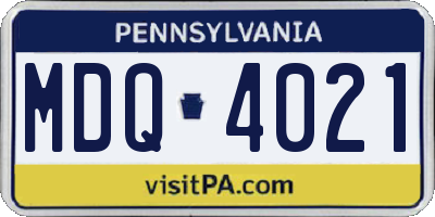 PA license plate MDQ4021