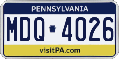 PA license plate MDQ4026
