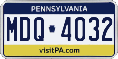 PA license plate MDQ4032