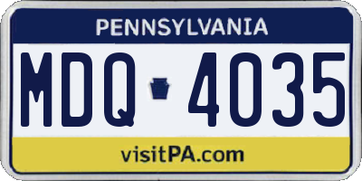 PA license plate MDQ4035