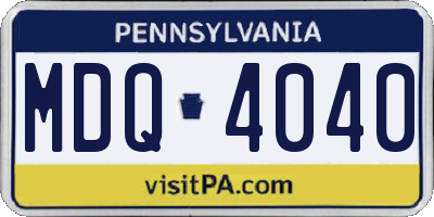 PA license plate MDQ4040