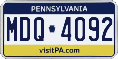 PA license plate MDQ4092