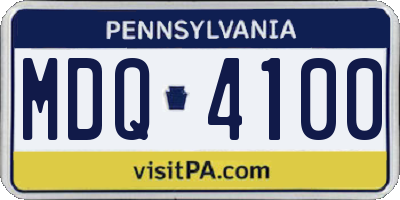 PA license plate MDQ4100