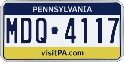 PA license plate MDQ4117