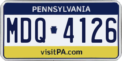 PA license plate MDQ4126