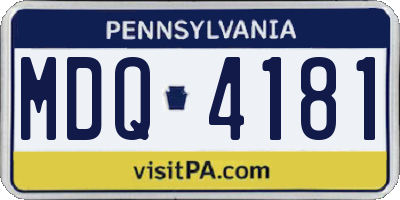 PA license plate MDQ4181