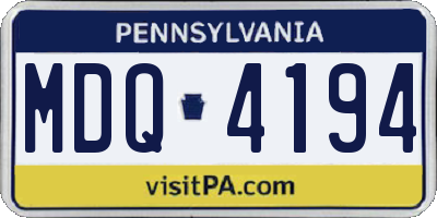 PA license plate MDQ4194