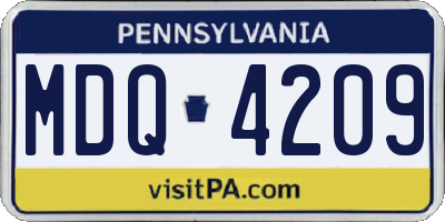 PA license plate MDQ4209