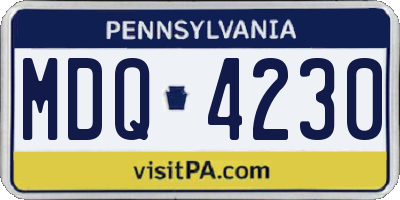 PA license plate MDQ4230
