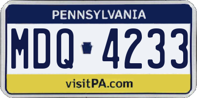 PA license plate MDQ4233