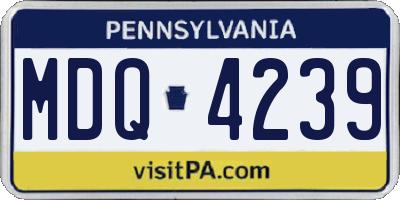 PA license plate MDQ4239