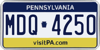 PA license plate MDQ4250