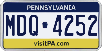 PA license plate MDQ4252