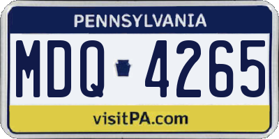 PA license plate MDQ4265