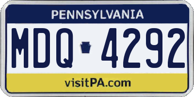 PA license plate MDQ4292