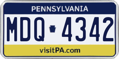 PA license plate MDQ4342