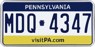 PA license plate MDQ4347