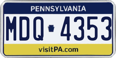 PA license plate MDQ4353