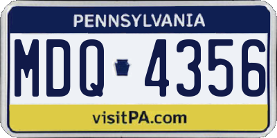 PA license plate MDQ4356