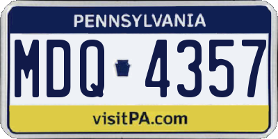 PA license plate MDQ4357
