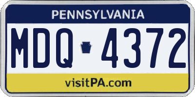 PA license plate MDQ4372