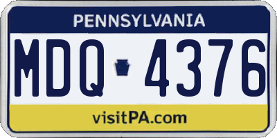 PA license plate MDQ4376