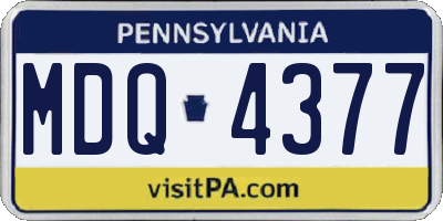 PA license plate MDQ4377