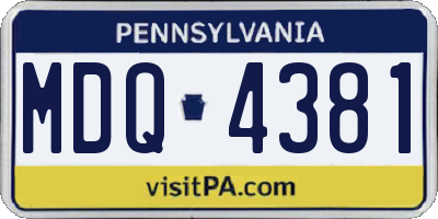 PA license plate MDQ4381