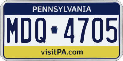 PA license plate MDQ4705