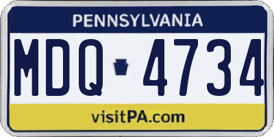 PA license plate MDQ4734