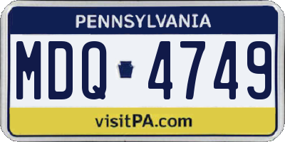 PA license plate MDQ4749