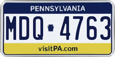 PA license plate MDQ4763