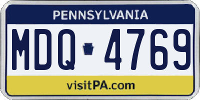 PA license plate MDQ4769