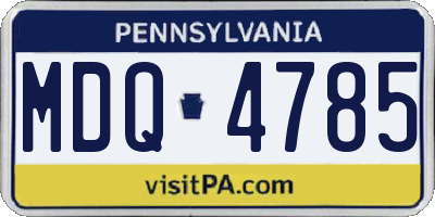 PA license plate MDQ4785