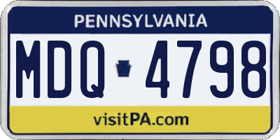 PA license plate MDQ4798
