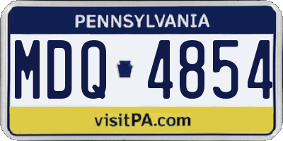 PA license plate MDQ4854