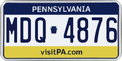 PA license plate MDQ4876