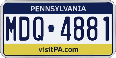 PA license plate MDQ4881