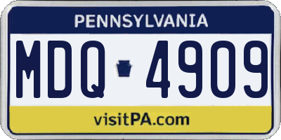 PA license plate MDQ4909