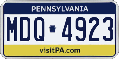 PA license plate MDQ4923
