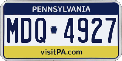 PA license plate MDQ4927